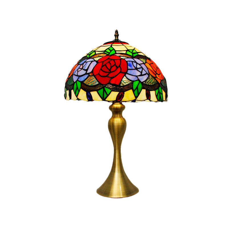 Cut Glass Rose Night Light Baroque 1 Light Gold Finish Desk Lighting with Bowl Shade Clearhalo 'Lamps' 'Table Lamps' Lighting' 894657