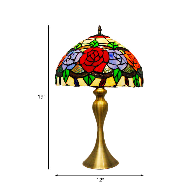 Cut Glass Rose Night Light Baroque 1 Light Gold Finish Desk Lighting with Bowl Shade Clearhalo 'Lamps' 'Table Lamps' Lighting' 894658