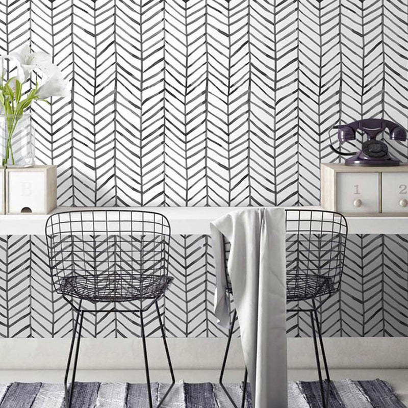 Abstract Chevron Wallpaper Aesthetic Decorative Self-Adhesive Wall Covering 17.5-inch x 19.5-foot Clearhalo 'Wall Decor' 'Wallpaper' 896959