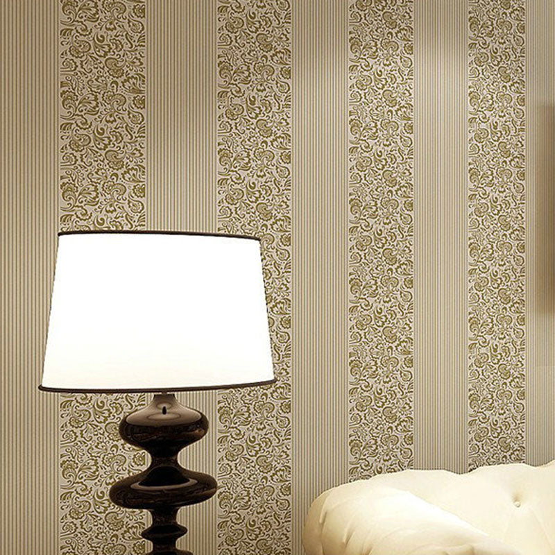 Pastel Color Non-Woven Wallpaper Stain-Resistant 3D Flower and Stripe Wall Covering, 31' by 20.5