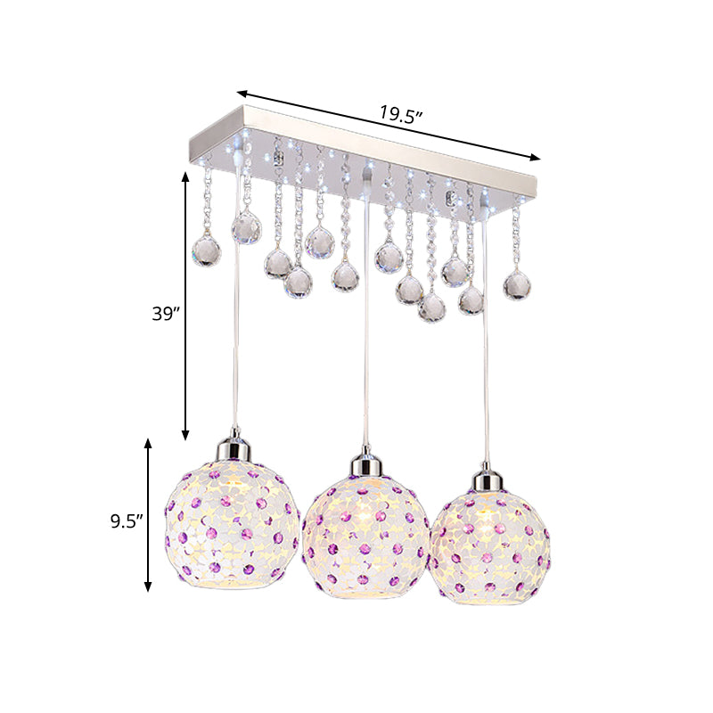 White Laser Cut Dome Cluster Pendant Modern 3-Light Crystal-Encrusted Hanging Lighting Clearhalo 'Ceiling Lights' 'Modern Pendants' 'Modern' 'Pendant Lights' 'Pendants' Lighting' 897628