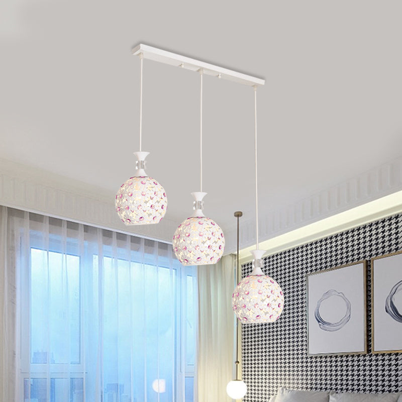 White Floret-Like Hanging Lamp Kit with Dome Design Modern 3-Light Iron Multi Light Pendant White Clearhalo 'Ceiling Lights' 'Modern Pendants' 'Modern' 'Pendant Lights' 'Pendants' Lighting' 897629