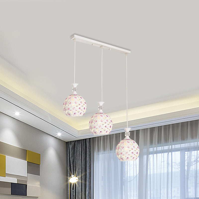White Floret-Like Hanging Lamp Kit with Dome Design Modern 3-Light Iron Multi Light Pendant Clearhalo 'Ceiling Lights' 'Modern Pendants' 'Modern' 'Pendant Lights' 'Pendants' Lighting' 897630