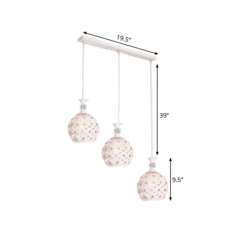 White Floret-Like Hanging Lamp Kit with Dome Design Modern 3-Light Iron Multi Light Pendant Clearhalo 'Ceiling Lights' 'Modern Pendants' 'Modern' 'Pendant Lights' 'Pendants' Lighting' 897632
