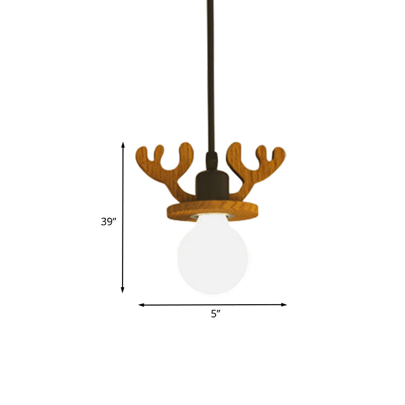 Antler Ceiling Pendant Macaroon Iron 1 Bulb Black Suspended Lighting Fixture with/without Shade Clearhalo 'Ceiling Lights' 'Pendant Lights' 'Pendants' Lighting' 898148