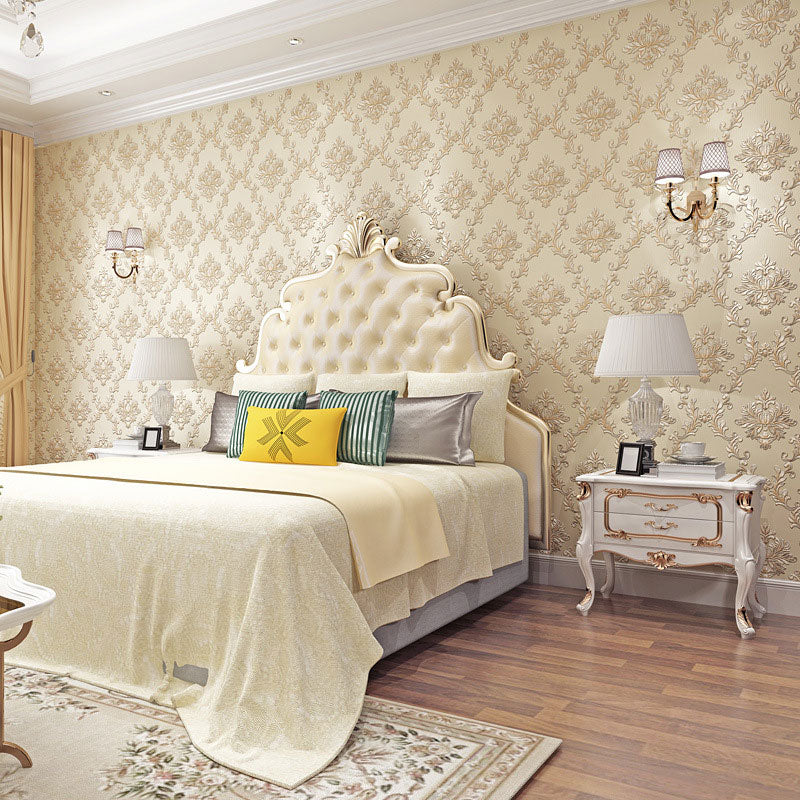 Classic Wall Decor 3D Visual Damasque Non-Pasted Wallpaper Roll, 33'L x 20.5