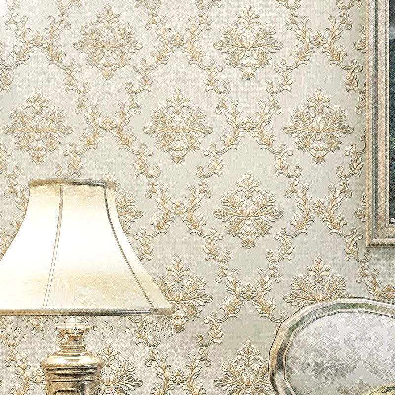 Classic Wall Decor 3D Visual Damasque Non-Pasted Wallpaper Roll, 33'L x 20.5