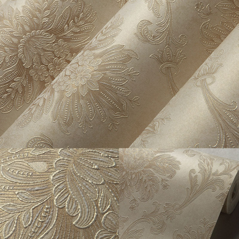 Living Room Wallpaper Roll with Neutral Color Damask Design, 33'L x 20.5