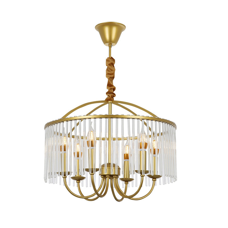 Round Chandelier Lighting Minimalist 6-Head Clear Crystal Ceiling Suspension Lamp with Candlestick Design Clearhalo 'Ceiling Lights' 'Chandeliers' 'Clear' 'Industrial' 'Modern Chandeliers' 'Modern' 'Tiffany' 'Traditional Chandeliers' Lighting' 915737