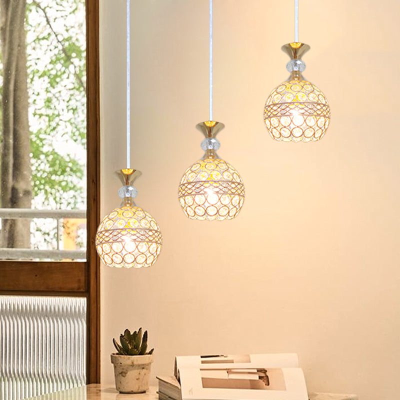 Modernism 1 Bulb Pendant Lamp with Crystal-Encrusted Shade Gold Ball Ceiling Hang Fixture Clearhalo 'Ceiling Lights' 'Modern Pendants' 'Modern' 'Pendant Lights' 'Pendants' Lighting' 916260