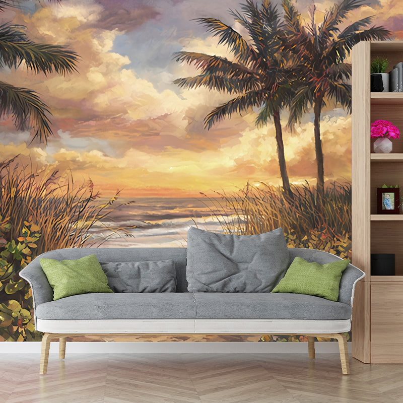 Large Tropical Mural Wallpaper Fresh Color Forest and Tree Wall Art, Personalized Size Available Clearhalo 'Wall Decor' 'Wall Mural' 917236