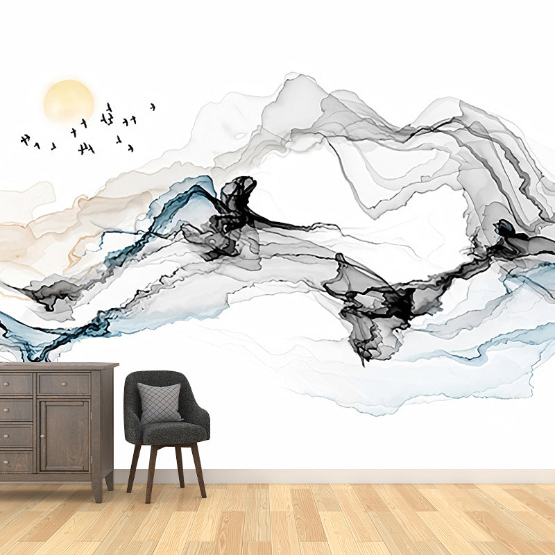 Abstract Wall Murals Pastel Color Smoke Extra Large Wall Decor, Customized Size Available Gray-Blue Clearhalo 'Wall Decor' 'Wall Mural' 917264