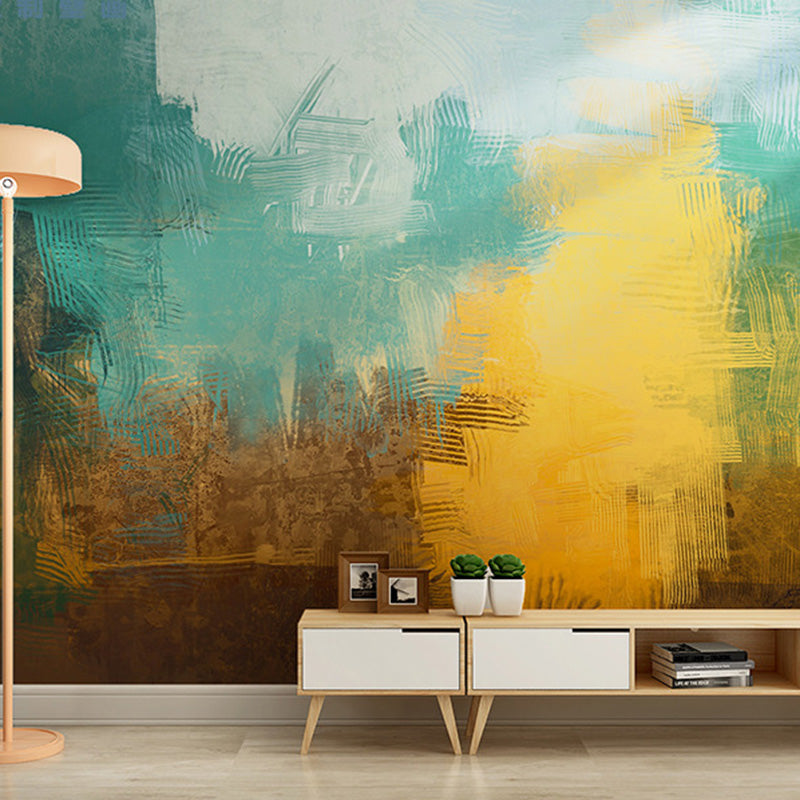 Giant Wall Covering for Living Room Forest Mural Wallpaper in Green and Yellow, Stain-Resistant Yellow-Green Clearhalo 'Wall Decor' 'Wall Mural' 917331