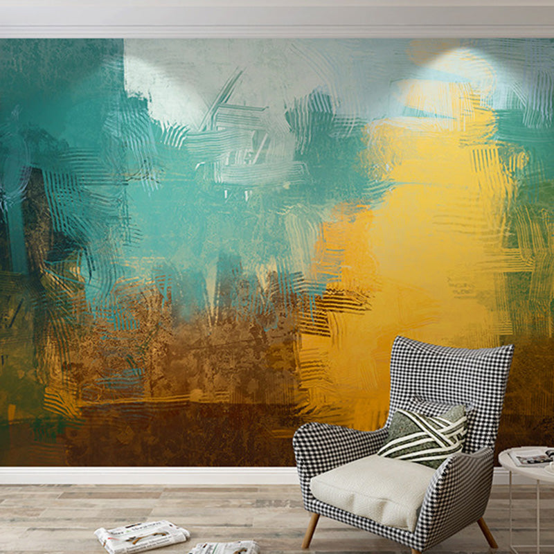 Giant Wall Covering for Living Room Forest Mural Wallpaper in Green and Yellow, Stain-Resistant Clearhalo 'Wall Decor' 'Wall Mural' 917333