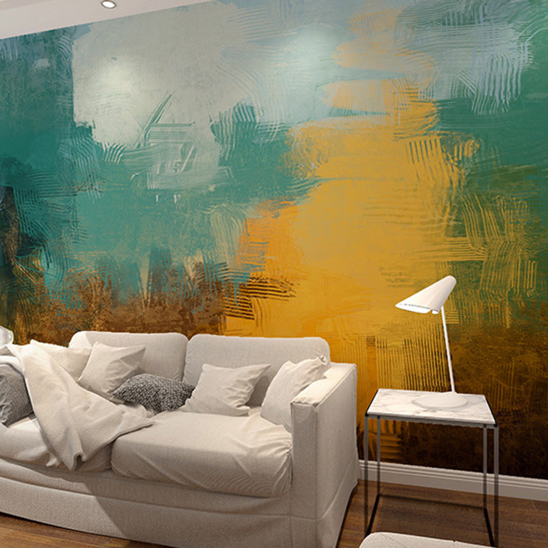 Giant Wall Covering for Living Room Forest Mural Wallpaper in Green and Yellow, Stain-Resistant Clearhalo 'Wall Decor' 'Wall Mural' 917334