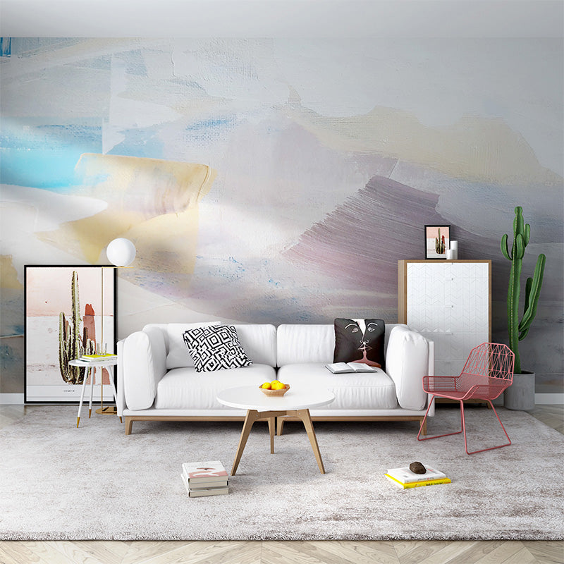 Whole Illustration Contemporary Wall Mural for Gallery with Light Color Mountain Clearhalo 'Wall Decor' 'Wall Mural' 917338