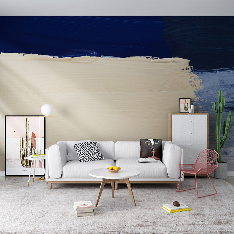 Art Decor Wall Murals Non-Woven Textured Nordic Minimalist Graffiti Wall Covering for Living Room Blue-Yellow Clearhalo 'Wall Decor' 'Wall Mural' 917349