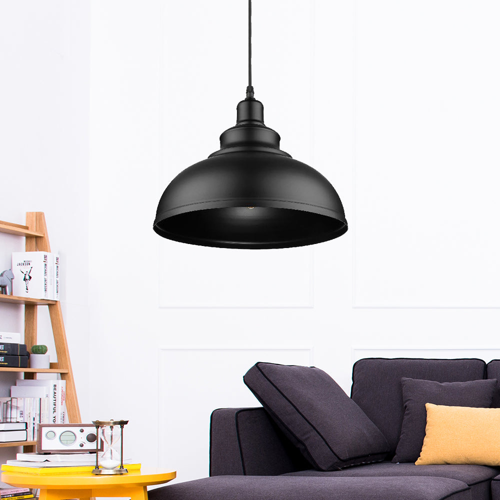 2-Pack Bowl Metallic Hanging Lamp Retro Style 1 Head Living Room Pendant Light with Adjustable Cord in Black Black Clearhalo 'Art Deco Pendants' 'Black' 'Cast Iron' 'Ceiling Lights' 'Ceramic' 'Crystal' 'Industrial Pendants' 'Industrial' 'Metal' 'Middle Century Pendants' 'Pendant Lights' 'Pendants' 'Rustic Pendants' 'Tiffany' Lighting' 91748