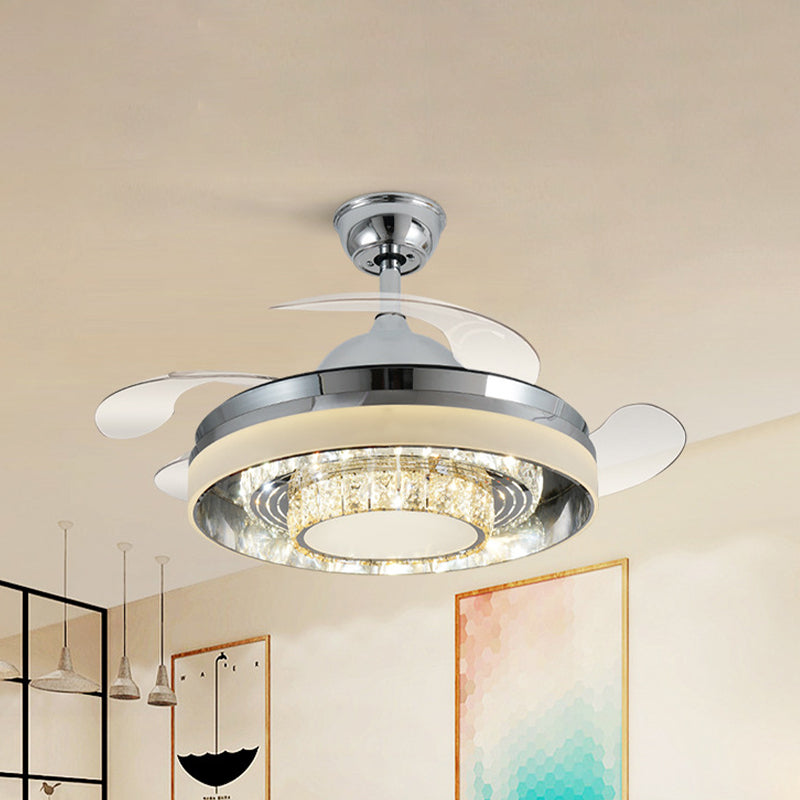 Crystal Chrome Fan Lighting Round Modern 42