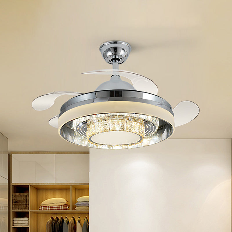 Crystal Chrome Fan Lighting Round Modern 42