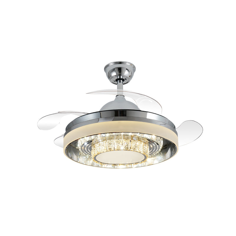 Crystal Chrome Fan Lighting Round Modern 42