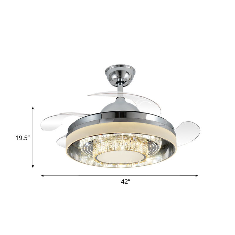 Crystal Chrome Fan Lighting Round Modern 42