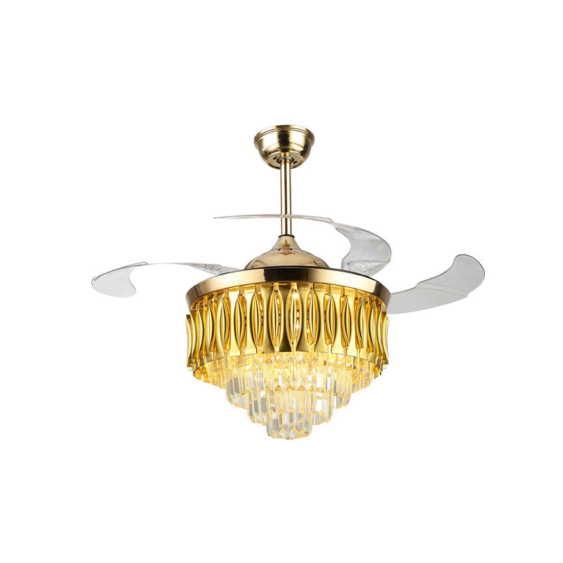 Crystal Layered Conical Semi Flush Mount Contemporary 19
