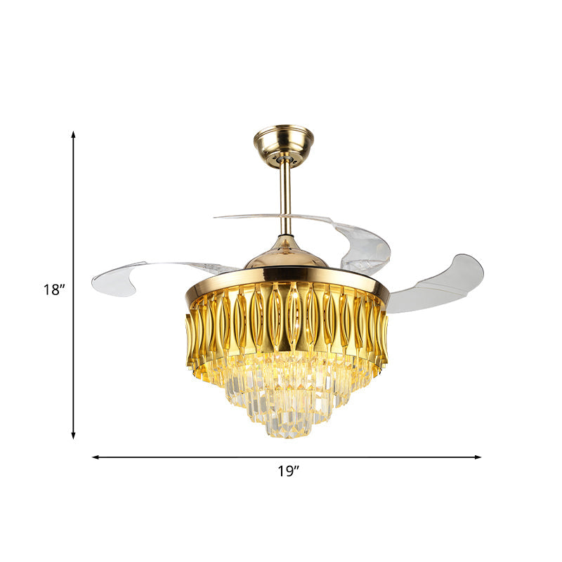 Crystal Layered Conical Semi Flush Mount Contemporary 19