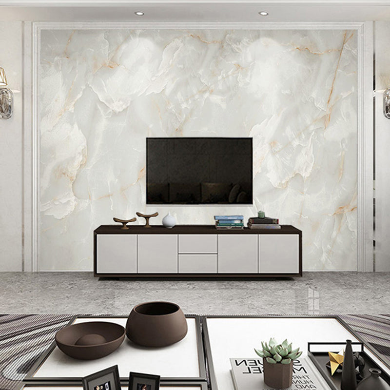 Contemporary Marble Wall Covering in Yellow and White Bedroom Mural Wallpaper, Custom-Printed Clearhalo 'Wall Decor' 'Wall Mural' 918135