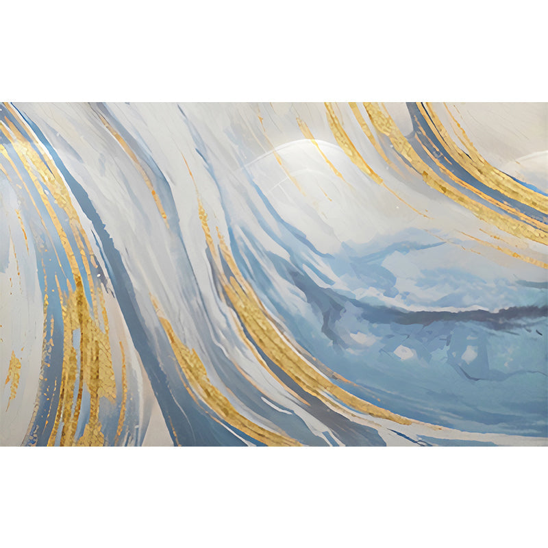 Moisture-Resistant Flowing Wave Mural Non-Woven Fabric Wall Covering for Home Decoration in Blue and Yellow Clearhalo 'Wall Decor' 'Wall Mural' 918210