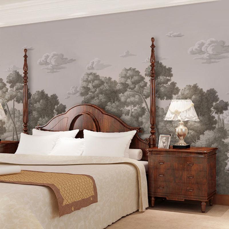 Nordic Wall Decor Grey Spring Hunting Full Size Mural Wallpaper, Custom-Made Clearhalo 'Wall Decor' 'Wall Mural' 918385