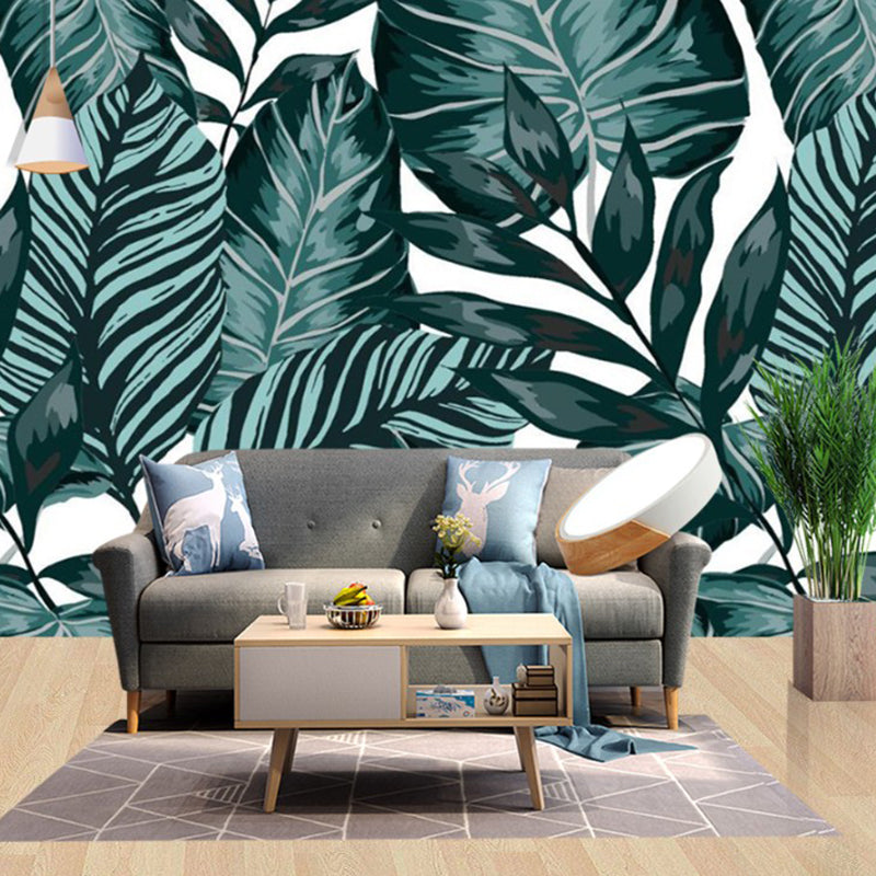 Big Illustration Banana Leaf Wall Covering for Theme Restaurant Decor, Made to Measure Clearhalo 'Wall Decor' 'Wall Mural' 919033