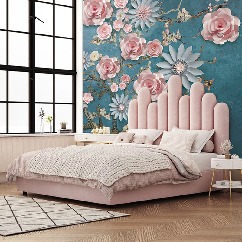 Full Size Blossom Wall Mural Retro Unique 3D Effect Wall Covering in Multi-Color Clearhalo 'Wall Decor' 'Wall Mural' 919643