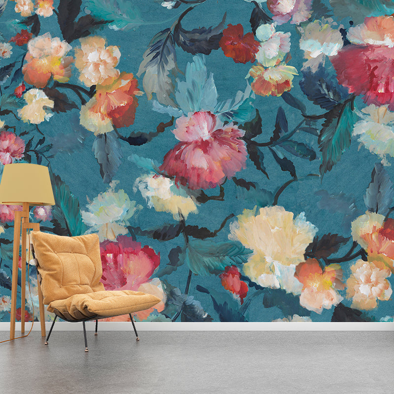 Large Watercolors Mural Nostalgic Novelty Floral Pattern Wall Covering in Multi-Color Clearhalo 'Wall Decor' 'Wall Mural' 919659