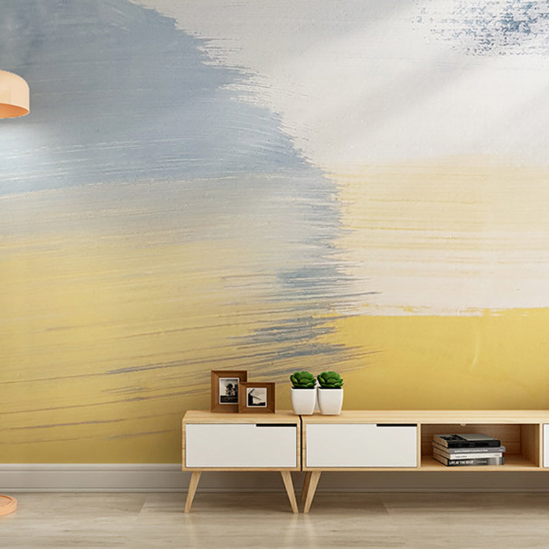 Scandinavian Minimalist Wall Decor Abstract Oil Painting Customized Murals, Full Size Blue-Yellow Clearhalo 'Wall Decor' 'Wall Mural' 920406