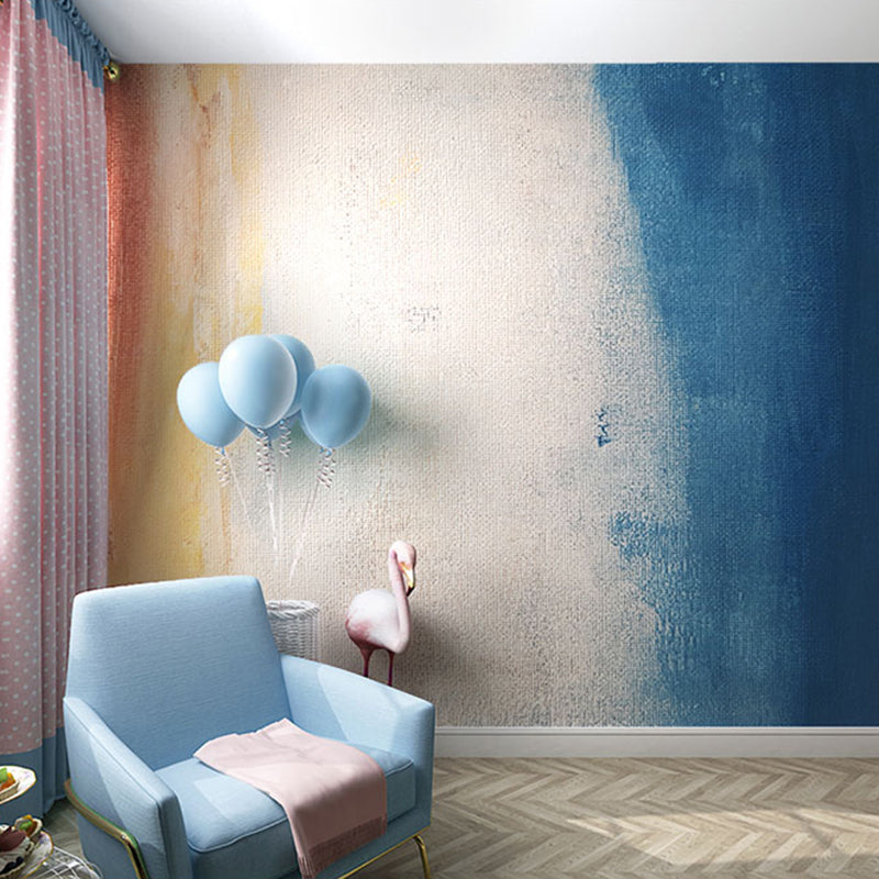 Novelty Wall Murals for Fireplace or Accent Wall, Multi-Colored Watercolor Painting, Made to Measure Blue Clearhalo 'Wall Decor' 'Wall Mural' 920416