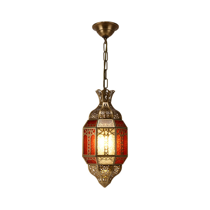 Brass 1 Bulb Suspension Lamp Arab Metal Lantern Ceiling Hang Fixture for Restaurant Clearhalo 'Ceiling Lights' 'Pendant Lights' 'Pendants' Lighting' 921115