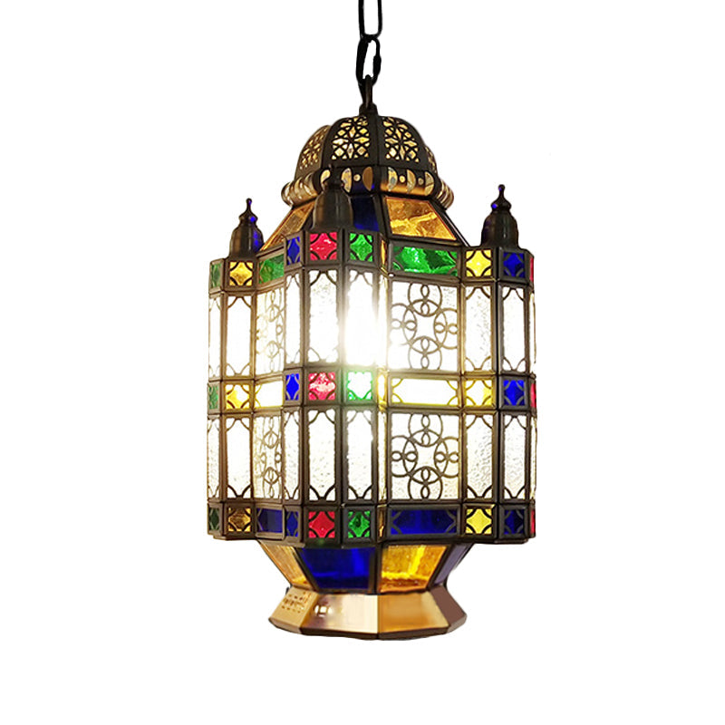 Frosted Glass Brass Chandelier Lantern 3 Heads Art Deco Suspension Pendant Light for Restaurant Clearhalo 'Ceiling Lights' 'Chandeliers' Lighting' options 921275