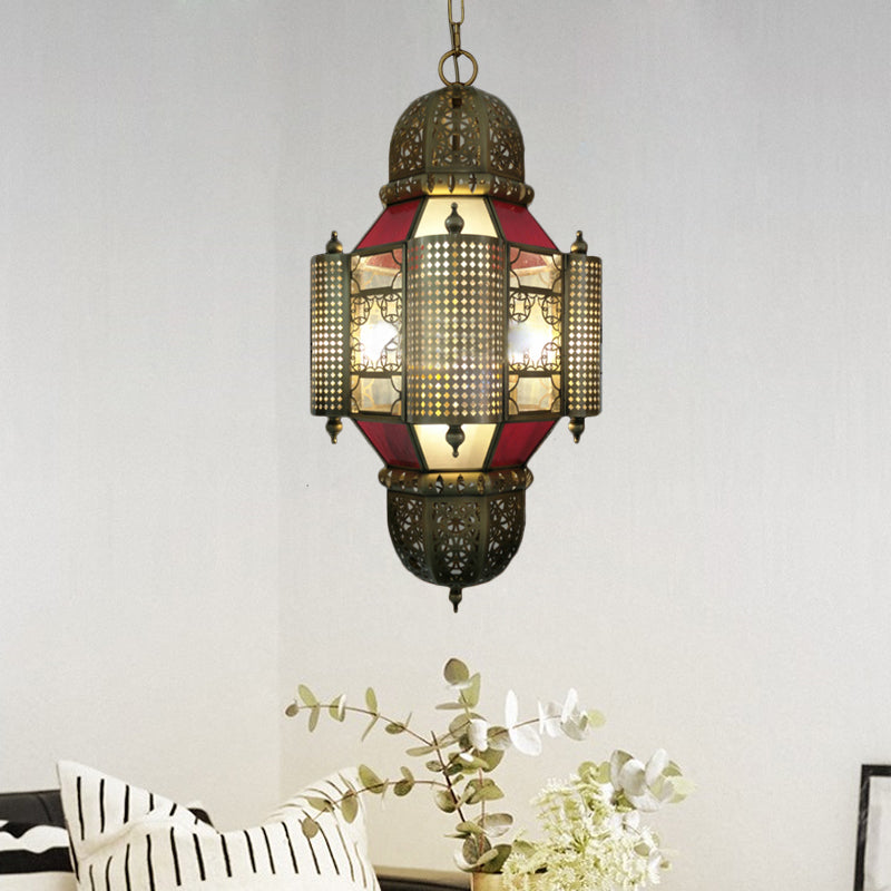 Arabian Lantern Pendant Lighting 3 Heads Metal Chandelier Light Fixture in Brass for Restaurant Clearhalo 'Ceiling Lights' 'Chandeliers' Lighting' options 921283