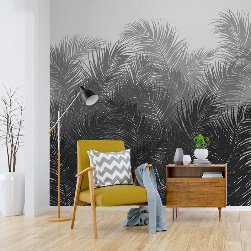 Big Illustration Nordic Mural Wallpaper for Living Room with Tree Pattern in Grey Grey Clearhalo 'Wall Decor' 'Wall Mural' 921534