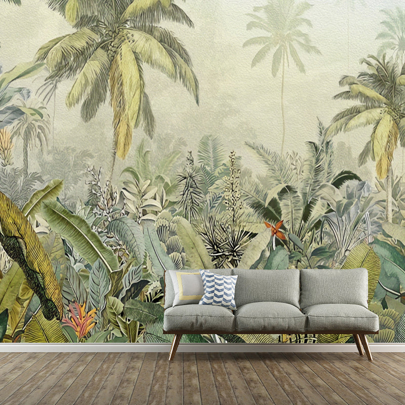 Fresh Jungle Mural Wallpaper for Home Decoration Tropical Wall Art, Made to Measure Green-Yellow Clearhalo 'Wall Decor' 'Wall Mural' 921564