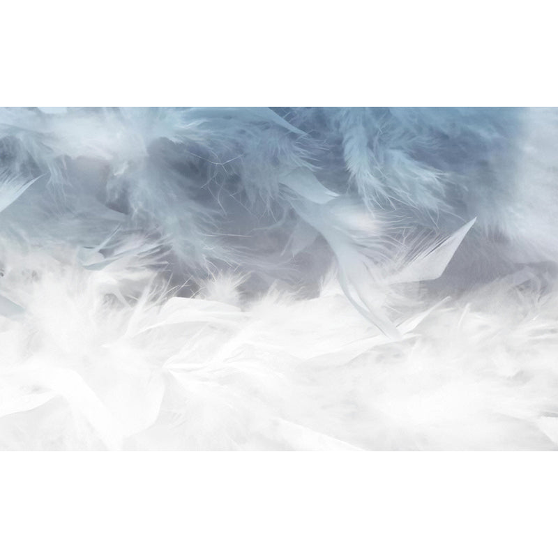 Feather Wall Art in Grey and Blue, Minimalist Wall Mural for Home Decoration Clearhalo 'Wall Decor' 'Wall Mural' 921607