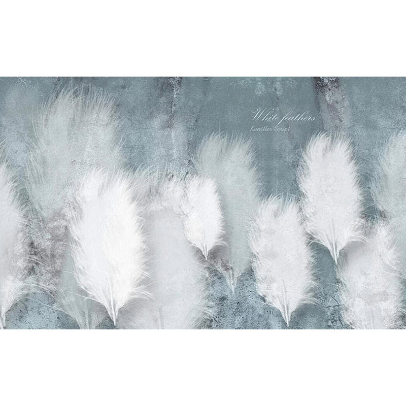 Whole Feather Wall Mural Scandinavian Unique Wall Covering in Pastel White for Accent Wall Clearhalo 'Wall Decor' 'Wall Mural' 921657