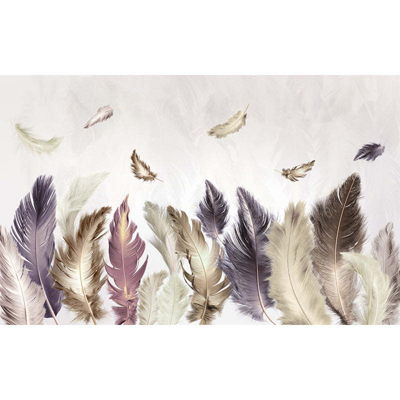 Art Decor Flying Feather Mural for Guest Room, Extra Large Wall Decor in Brown Clearhalo 'Wall Decor' 'Wall Mural' 921667