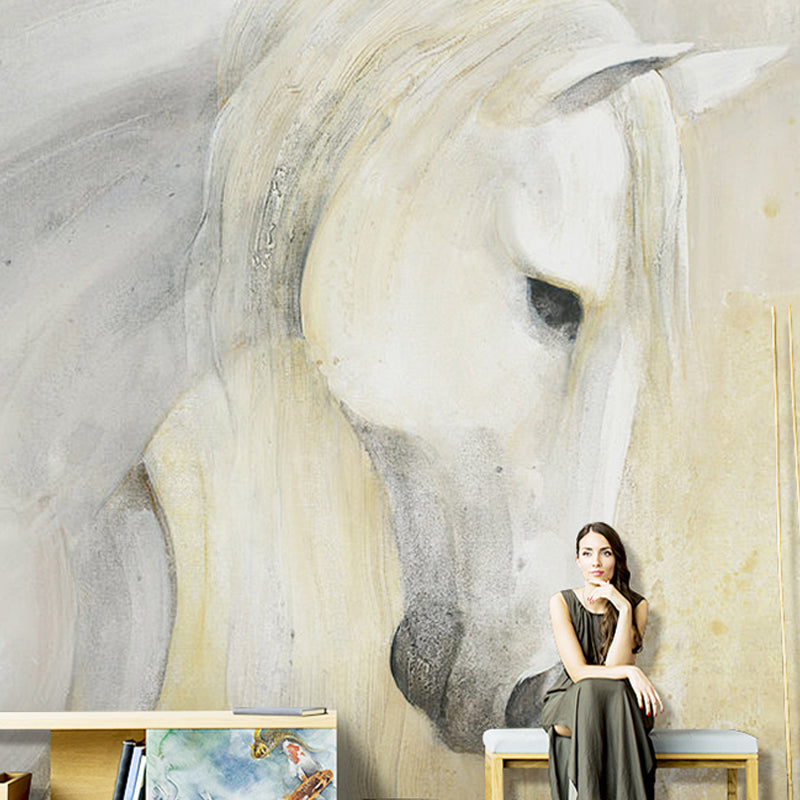 Water-Resistant Horse Mural Non-Woven Fabric Contemporary Wall Covering for Coffee Shop Clearhalo 'Wall Decor' 'Wall Mural' 921695