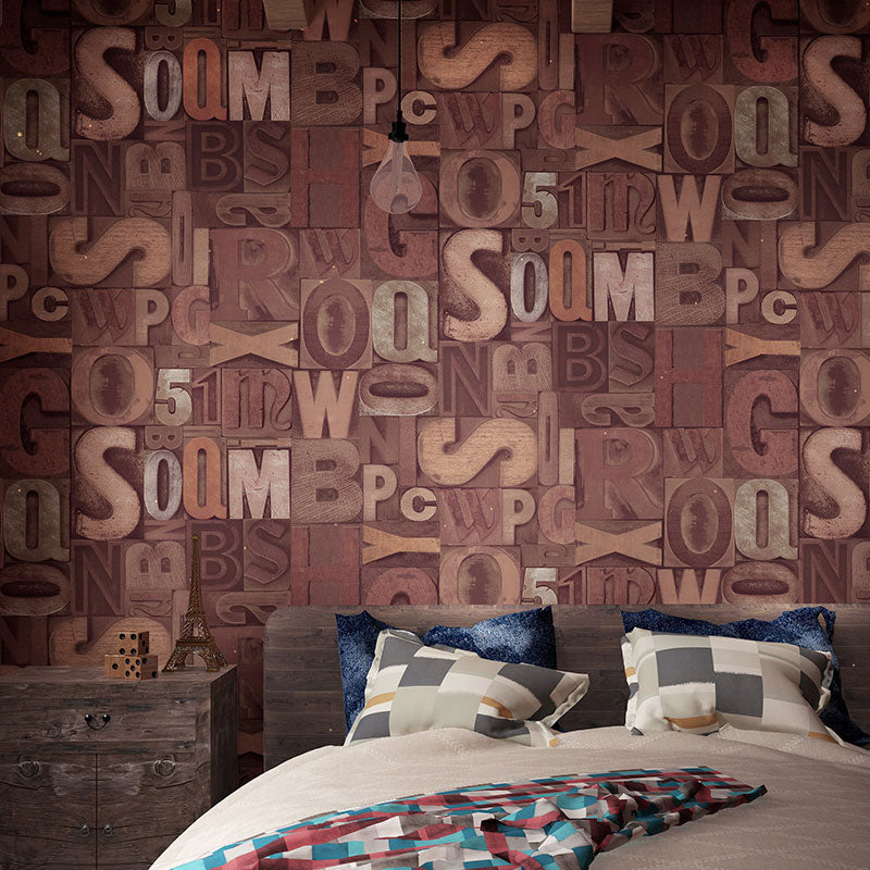 Rusty Red Letter Wallpaper Roll Non-Pasted Wall Covering for Accent Wall, 33' x 20.5