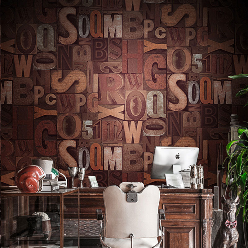 Rusty Red Letter Wallpaper Roll Non-Pasted Wall Covering for Accent Wall, 33' x 20.5