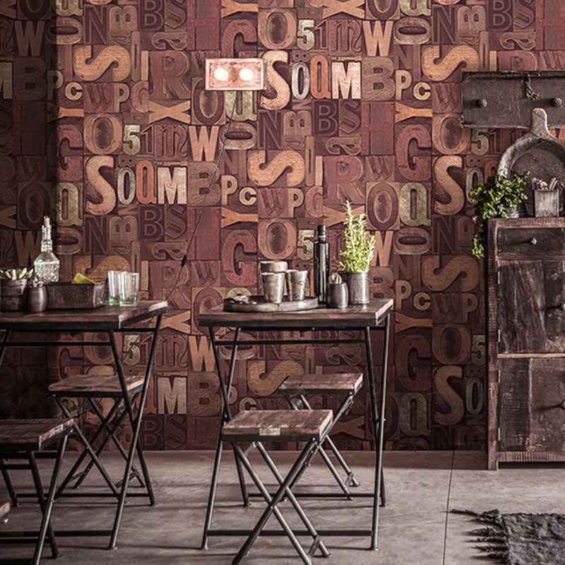 Rusty Red Letter Wallpaper Roll Non-Pasted Wall Covering for Accent Wall, 33' x 20.5