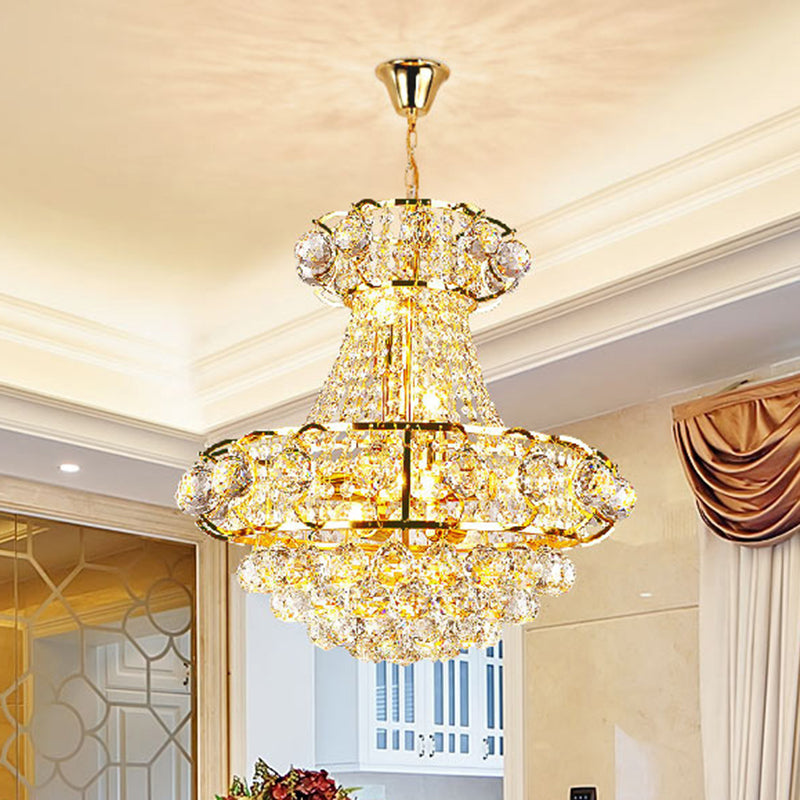 Urn Shaped Crystal Chandelier Baroque 6-Light Dining Room Ceiling Pendant in Gold Clearhalo 'Ceiling Lights' 'Chandeliers' Lighting' options 923891