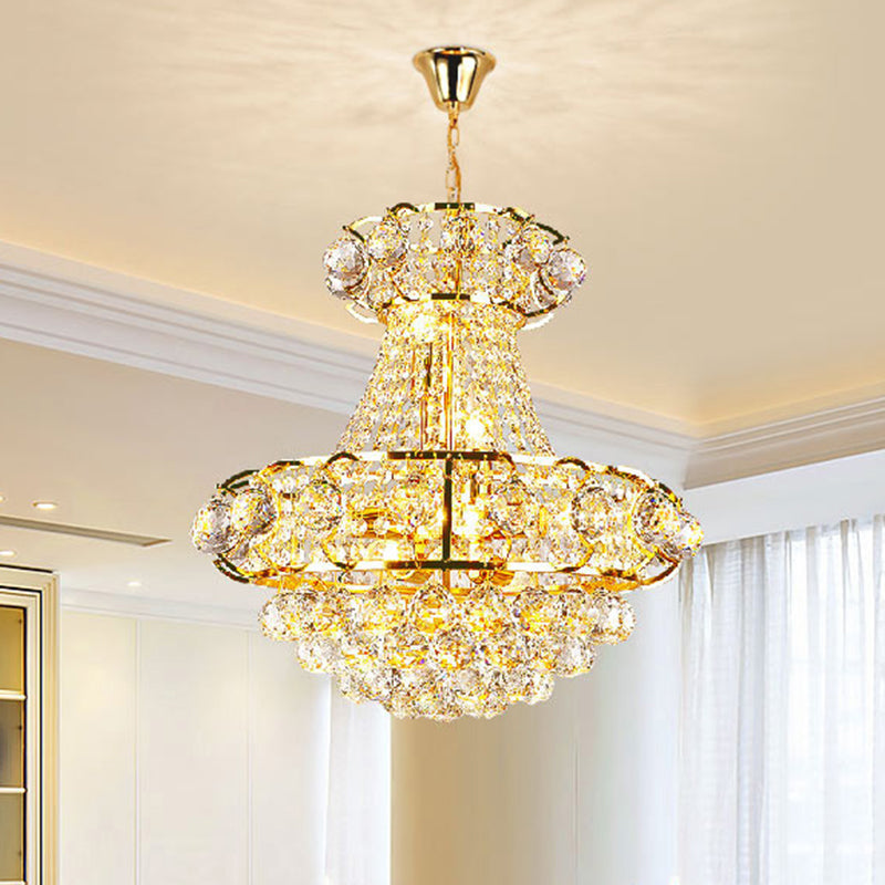 Urn Shaped Crystal Chandelier Baroque 6-Light Dining Room Ceiling Pendant in Gold Clearhalo 'Ceiling Lights' 'Chandeliers' Lighting' options 923892
